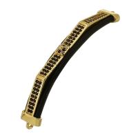 Cubic Zirconia Micro Pave Brass Connector real gold plated micro pave cubic zirconia & enamel black Approx 1mm Sold By PC