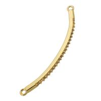 Cubic Zirconia Micro Pave Brass Connector, real gold plated, micro pave cubic zirconia, gold, 47x2x9mm, Hole:Approx 1.5mm, Sold By PC