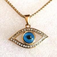Evil Eye Pendants, Titanium Steel, with Plastic, plated, for man & with rhinestone, more colors for choice, 27x31mm, Sold By PC