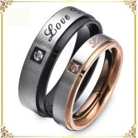 Titanium Steel Finger Ring plated & with rhinestone Sold By PC