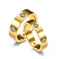 Couple Finger Rings Titanium Steel plated Unisex & with rhinestone Sold By PC