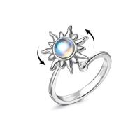 Kubisk Circonia Micro bane messing Ring, med opal, Flower, platineret, drejelig & justerbar & Micro Pave cubic zirconia & for kvinde, Størrelse:6-8, Solgt af PC