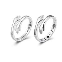 Brass Finger Ring Hand platinum plated adjustable & with letter pattern & for woman nickel lead & cadmium free US Ring Sold By PC