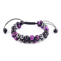 Gemstone Bracelets with Polyester Cord Round Double Layer & Unisex Length Approx 6.7-11 Inch Sold By PC