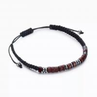 Magnetic Jewelry Bracelet Black Magnetic Stone with Nylon Cord & Wood fashion jewelry & Unisex Length Approx 6.7-11 Inch Sold By PC