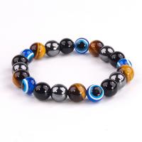 Evil Eye Jewelry Bracelet, Tiger Eye, with Obsidian & Polyester Cord & Hematite, fashion jewelry & Unisex, more colors for choice, Length:Approx 7-9 Inch, Sold By PC