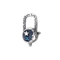 925 Sterling Silver Lobster Claw Clasp, Moon and Star, DIY & epoxy gel, 8.30x17.50mm, Hole:Approx 0.9mm, Sold By PC