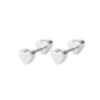 925 Sterling Silver Stud Earrings Heart platinum plated Korean style & for woman Sold By Pair