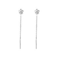 925 Sterling Silver Thread Through Earrings Plum Blossom plated & for woman Sold By Pair