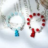 Glass Beads Bracelet with Zinc Alloy elastic & for woman & enamel Length Approx 14-20 cm Sold By Lot