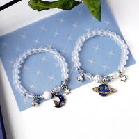 Glass Beads Bracelet Zinc Alloy with Glass Beads plated & for woman & enamel white Length Approx 14-20 cm Sold By Lot