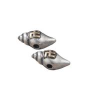 Thailand Sterling Silver Beads, with Brass, Conch, Antique finish, DIY, silver color, 13x6.50mm, Hole:Approx 2mm, 10PCs/Lot, Sold By Lot