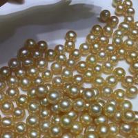 "Akoya Cultured Sea Pearl Oyster Beads", Akoya dirbtiniu būdu išauginti perlai, natūralus, Pasidaryk pats, aukso, 10-11mm, Pardavė PC