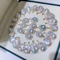 Freshwater Pearl Pendants with Brass Baroque DIY white 17-20mm Sold By PC