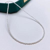 Freshwater Pearl Brass Chain Necklace, Pérolas de água doce, with cobre, joias de moda & para mulher, branco, 2-3mm, comprimento Aprox 17.72 inchaltura, vendido por PC