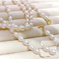 Collier de chaîne en laiton de perles d'eau douce, perle d'eau douce cultivée, avec laiton, bijoux de mode & multicouche & pour femme, blanc, 7-8mm, Longueur:Environ 47.24 pouce, Vendu par PC