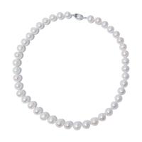 Collier de chaîne en laiton de perles d'eau douce, perle d'eau douce cultivée, avec laiton, bijoux de mode & pour femme, blanc, 10-11mm, Longueur:Environ 47-48 cm, Vendu par PC