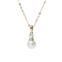 Freshwater Pearl Brass Chain Necklace, Pérolas de água doce, with cobre, with 1.97inch extender chain, joias de moda & para mulher, branco, 6.5-7mm, comprimento Aprox 15.75 inchaltura, vendido por PC
