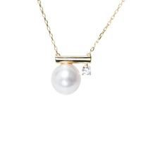 Freshwater Pearl Brass Necklace, with Brass, gold color plated, fashion jewelry & for woman & with rhinestone, more colors for choice, 9-9.5mm, Length:Approx 16.54 Inch, Sold By PC