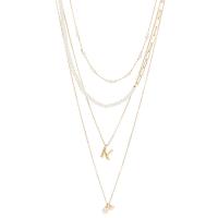 Mode Multi Layer halskæde, Zinc Alloy, med Glass Pearl & Messing, guldfarve belagt, mode smykker & forskellige stilarter for valg & for kvinde, nikkel, bly & cadmium fri, Solgt af PC