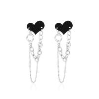 Zinc Alloy Drop Earrings Heart plated fashion jewelry & for woman two different colored 83mm Sold By Pair