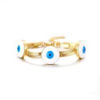 Bracelet Evil Eye bijoux, laiton, avec 5cm chaînes de rallonge, Placage de couleur d'or, modèles différents pour le choix & pour femme & émail, plus de couleurs à choisir, protéger l'environnement, sans nickel, plomb et cadmium, Longueur:Environ 16 cm, Vendu par PC
