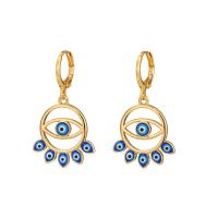 Evil Eye Earrings, Brass, gold color plated, different styles for choice & for woman & enamel, more colors for choice, nickel, lead & cadmium free, 20x35mm, Approx 2Pairs/Bag, Sold By Bag