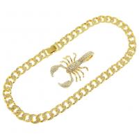 Zinklegierung Schmuck Halskette, Modeschmuck & mit Strass, keine, frei von Nickel, Blei & Kadmium, 56x33mm, Länge:ca. 50 cm, verkauft von PC