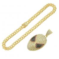 Zinklegierung Schmuck Halskette, Modeschmuck & mit Strass, keine, frei von Nickel, Blei & Kadmium, 40x86mm, Länge:ca. 50 cm, verkauft von PC
