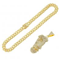 Zinklegierung Schmuck Halskette, Modeschmuck & mit Strass, keine, frei von Nickel, Blei & Kadmium, 84x30mm, Länge:ca. 50 cm, verkauft von PC