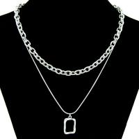 Stainless Steel Jewelry Necklace, 304 Stainless Steel, with 1.97inch extender chain, 2 pieces & fashion jewelry & for woman, original color, nickel, lead & cadmium free, 21x14mm, Length:Approx 15.75 Inch, Approx 18.5 Inch, Sold By Set