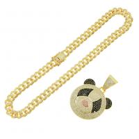 Zinklegierung Schmuck Halskette, Modeschmuck & mit Strass, keine, frei von Nickel, Blei & Kadmium, 68x47mm, Länge:ca. 50 cm, verkauft von PC
