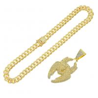 Zinklegierung Schmuck Halskette, Modeschmuck & mit Strass, keine, frei von Nickel, Blei & Kadmium, 82x40mm, Länge:ca. 50 cm, verkauft von PC