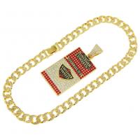 Zinklegierung Schmuck Halskette, Modeschmuck & unisex & mit Strass, keine, frei von Nickel, Blei & Kadmium, 72x33mm, Länge:ca. 50 cm, verkauft von PC