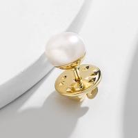 Freshwater Pearl Brooch, Brass, with Freshwater Pearl, Plating champagne gold, fashion jewelry & for woman, nickel, lead & cadmium free, 10x10mm, Sold By PC
