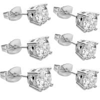 Stainless Steel Stud Earrings 316L Stainless Steel Unisex & with cubic zirconia Sold By Pair