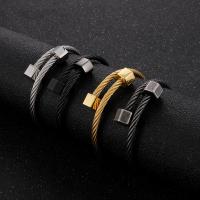 Titanium stål armbånd, forgyldt, mode smykker & for mennesket, flere farver til valg, 4mm, Indvendig diameter:Ca. 59mm, Solgt af PC