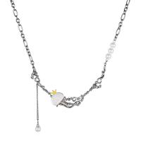 Bracelets résine, Acier titane, avec résine & perle de plastique & alliage de zinc, avec 6.5cm chaînes de rallonge, Placage de couleur argentée, bijoux de mode & pour femme, Longueur:50 cm, Vendu par PC