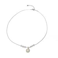 Titanium Steel Necklace with Glass Beads & Resin with 6.5cm extender chain Dome fashion jewelry & for woman original color Length 45 cm Sold By PC