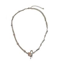 Titanium Steel Necklace, with Glass Rhinestone & Tibetan Style pendant, with 6.5cm extender chain, Heart, silver color plated, fashion jewelry & for woman, more colors for choice, Length:49 cm, Sold By PC