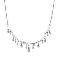 Zinc Alloy smykker halskæde, med 5.5cm extender kæde, Teardrop, sølvfarvet forgyldt, mode smykker & for kvinde & med rhinestone, sølv, nikkel, bly & cadmium fri, Længde 46.5 cm, Solgt af PC