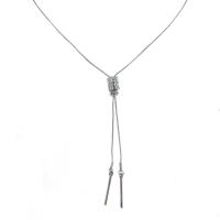 Titanstahl Halskette, mit Zinklegierung Anhänger & kubischer Zirkonia, silberfarben plattiert, Modeschmuck & einstellbar & für Frau, Silberfarbe, Länge:78 cm, verkauft von PC