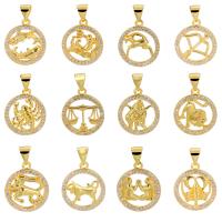 Cubic Zirconia Micro Pave Brass Pendant, gold color plated, different styles for choice & micro pave cubic zirconia, gold, 23x15mm, 10PCs/Lot, Sold By Lot