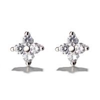 Cubic Zirconia Micro Pave Brass Earring platinum plated micro pave cubic zirconia & for woman original color 6mm Sold By Lot
