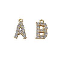 Cubic Zirconia Micro Pave Brass Pendant, Alphabet Letter, gold color plated, different styles for choice & micro pave cubic zirconia, gold, 20PCs/Lot, Sold By Lot