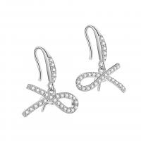 925 Sterling Silver Drop &  Dangle Earrings Bowknot plated DIY & with rhinestone Sold By Lot