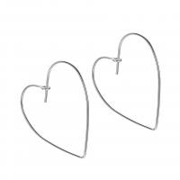 925 Sterling Silver Earring Drop Findings, Heart, plated, DIY & hollow, more colors for choice, 38x0.80mm, 5Pairs/Lot, Sold By Lot