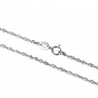Серебро 925 пробы цепочка для ожерелья, покрытый платиной, волновая цепь & Женский, длина:Приблизительно 17.7 дюймовый, 5ПК/Лот, продается Лот
