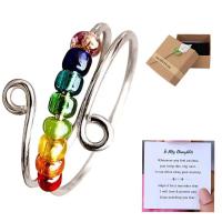 Mässing Finger Ring, med Glass Seed Beads, plated, justerbar & för kvinna, fler färger för val, Storlek:6-8, Säljs av PC