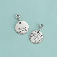 925 Sterling Silver Pendant Flat Round vintage & DIY & with letter pattern 14.80mm Sold By Lot